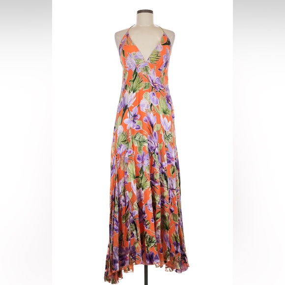 Alice + Olivia Dresses & Skirts - Alice + Olivia Silk Floral Maxi Dress - Orange and Purple